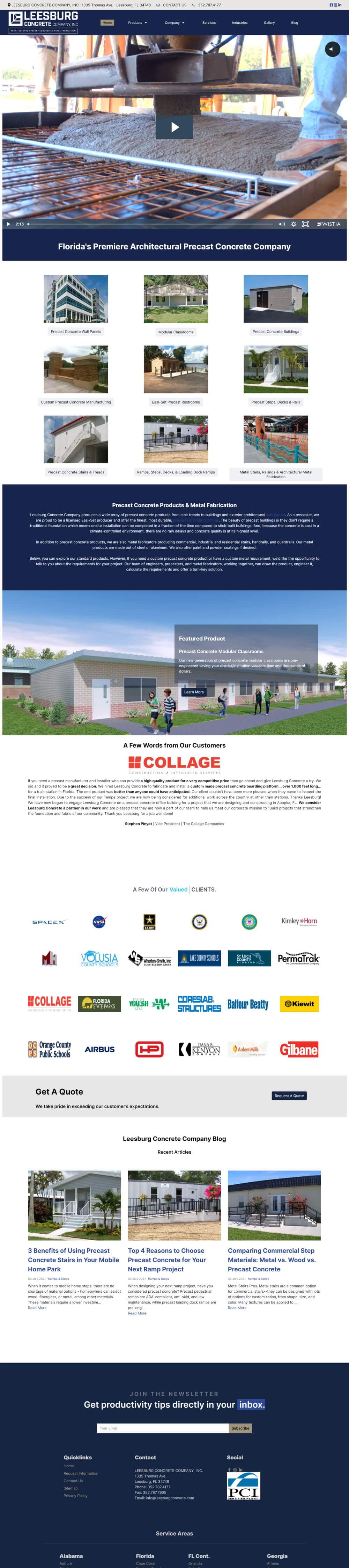 Precast Concrete Company Website Homepage