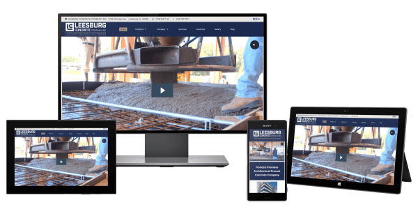 Precast Concrete Company website displayed on desktop monitor, phone, tablet