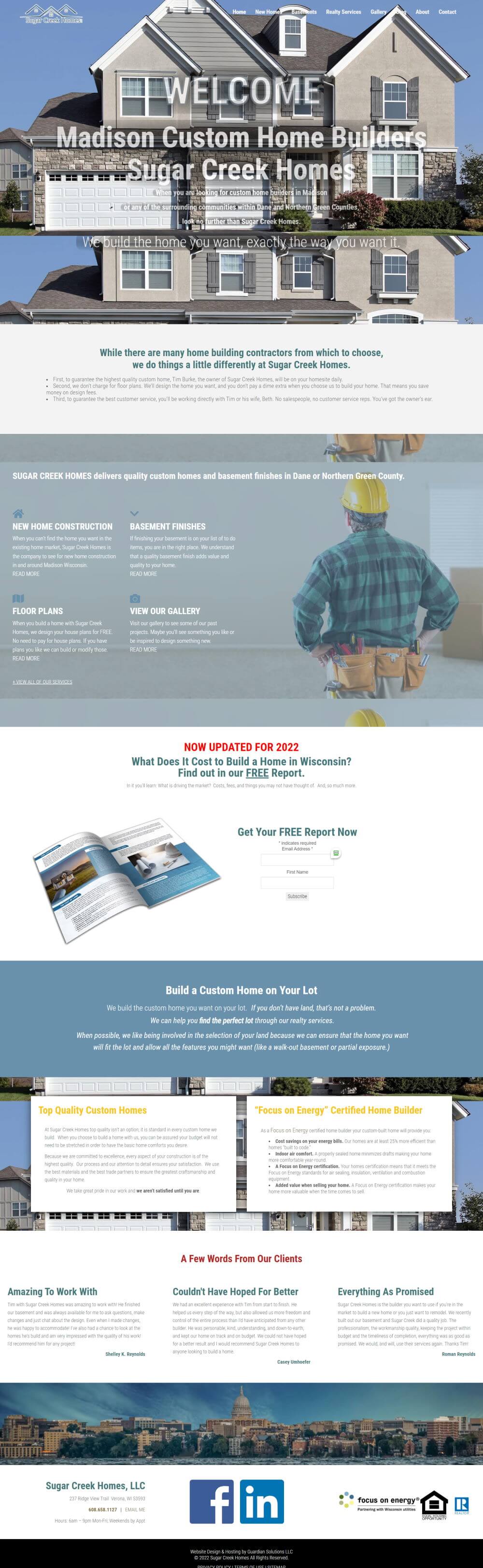 Custom Home Builder Website Homepage